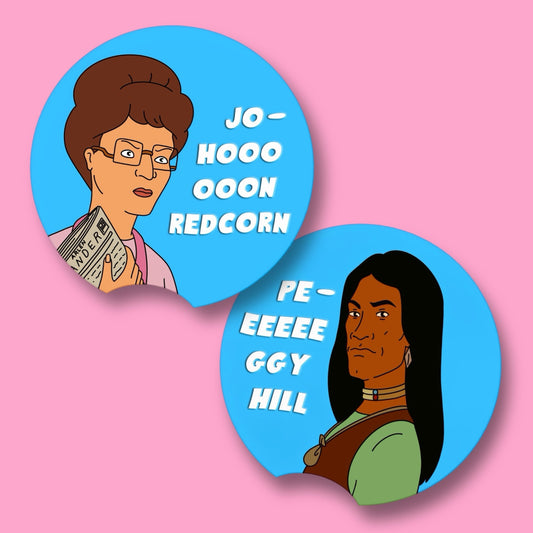 John Redcorn/ Peggy Hill Car Coasters